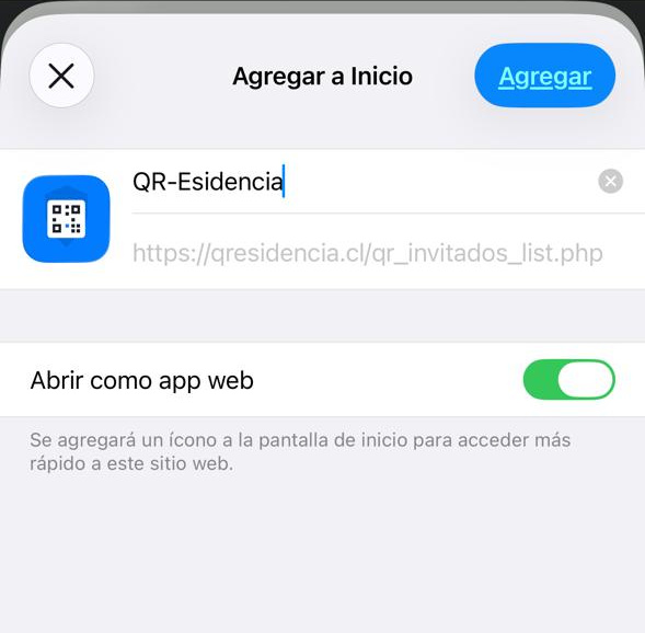 Confirmar Agregar a Inicio